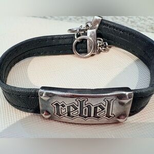 Cynthia Gale 925 Silver and Leather Bracelet Rebel